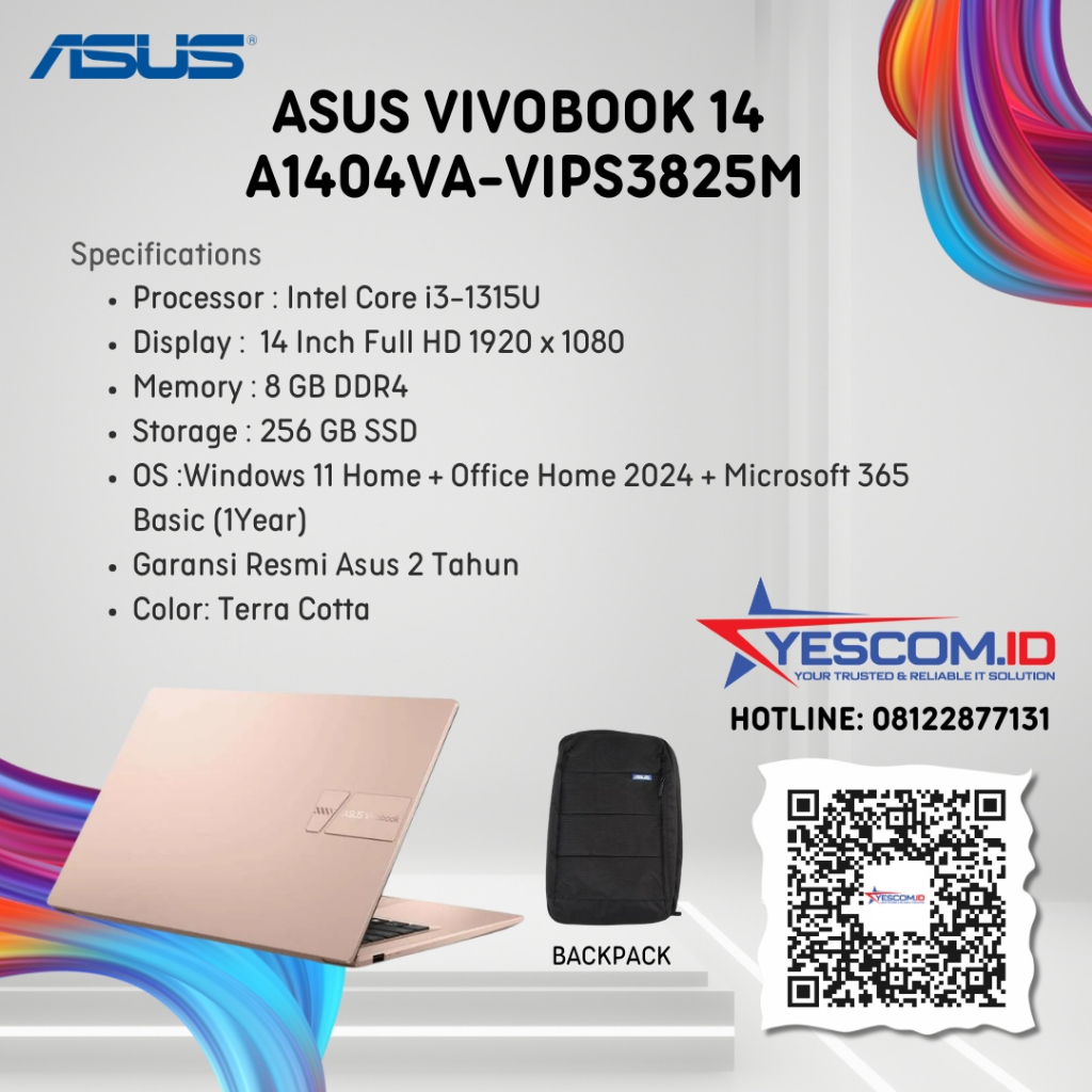 ASUS VIVOBOOK 14 A1404VA-VIPS3825M /I3 1315/ 8GB/ 256GB/ W11+OHS+M365/14.0FHD