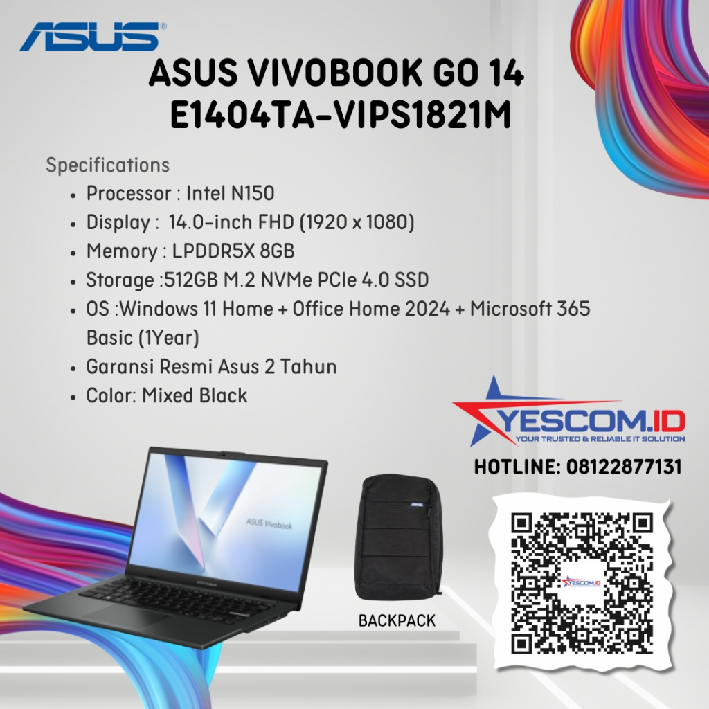 Asus Vivobook Go 14 E1404TA-VIPS1821M/ Intel N150 / 8GB / SSD 256GB /14 inch FHD/ W11+OH2024
