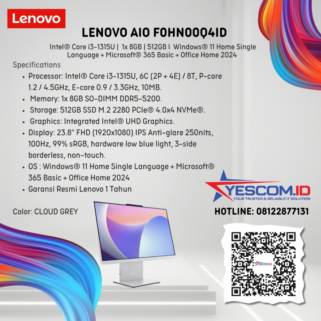 Lenovo IdeaCentre AIO 24IRH9 F0HN00Q4ID Core i3-1315U 8GB 512GB