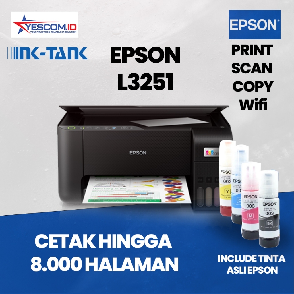 Printer Epson EcoTank L3251 Print Scan Copy Wireless (TKDN Certification)
